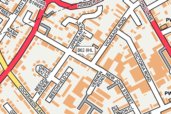 B62 8HL map - OS OpenMap – Local (Ordnance Survey)