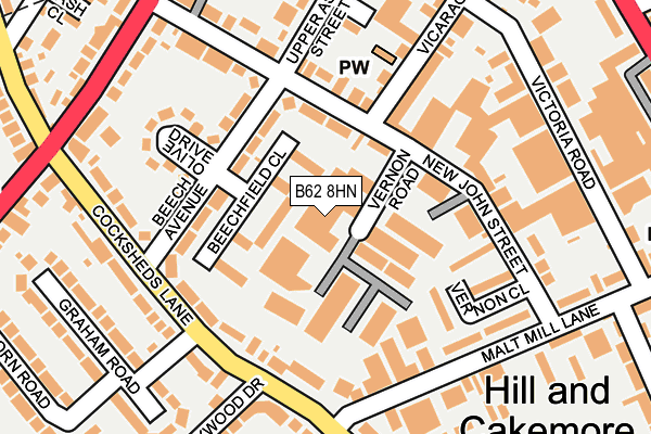 B62 8HN map - OS OpenMap – Local (Ordnance Survey)