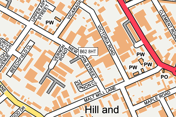 B62 8HT map - OS OpenMap – Local (Ordnance Survey)