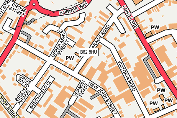 B62 8HU map - OS OpenMap – Local (Ordnance Survey)