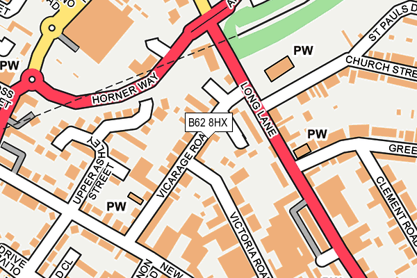 B62 8HX map - OS OpenMap – Local (Ordnance Survey)