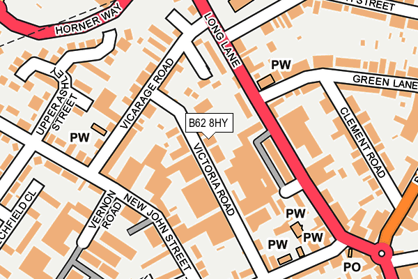 B62 8HY map - OS OpenMap – Local (Ordnance Survey)