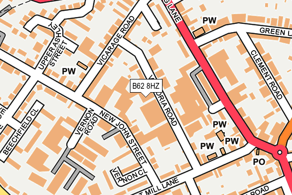 B62 8HZ map - OS OpenMap – Local (Ordnance Survey)