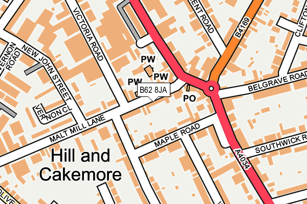 B62 8JA map - OS OpenMap – Local (Ordnance Survey)