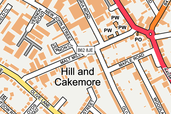 B62 8JE map - OS OpenMap – Local (Ordnance Survey)