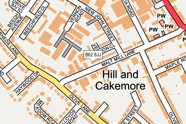 B62 8JJ map - OS OpenMap – Local (Ordnance Survey)