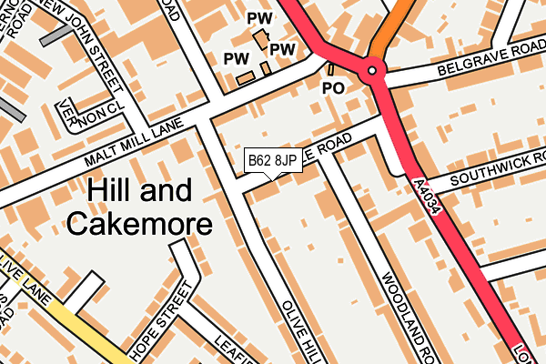 B62 8JP map - OS OpenMap – Local (Ordnance Survey)