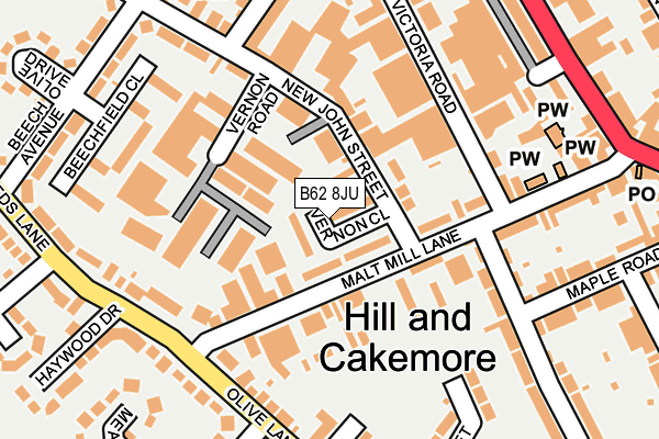 B62 8JU map - OS OpenMap – Local (Ordnance Survey)