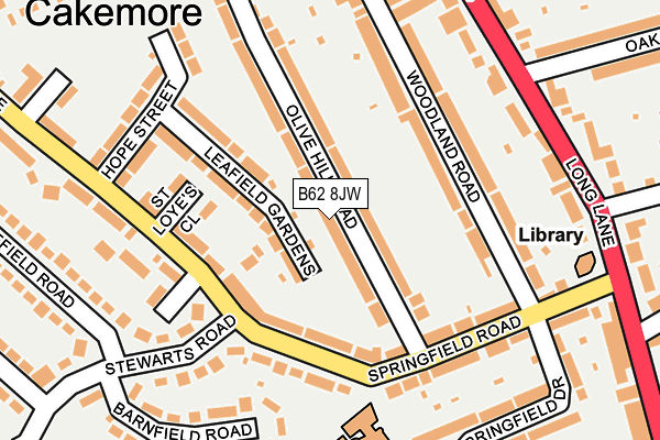 B62 8JW map - OS OpenMap – Local (Ordnance Survey)
