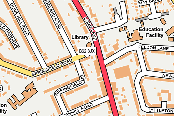 B62 8JX map - OS OpenMap – Local (Ordnance Survey)
