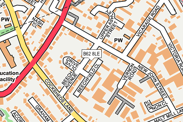 B62 8LE map - OS OpenMap – Local (Ordnance Survey)