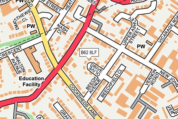 B62 8LF map - OS OpenMap – Local (Ordnance Survey)