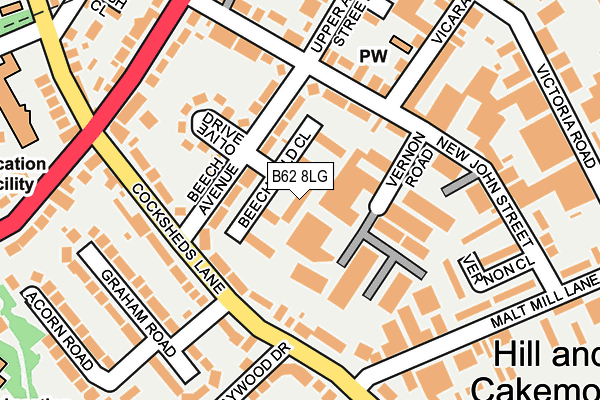 B62 8LG map - OS OpenMap – Local (Ordnance Survey)