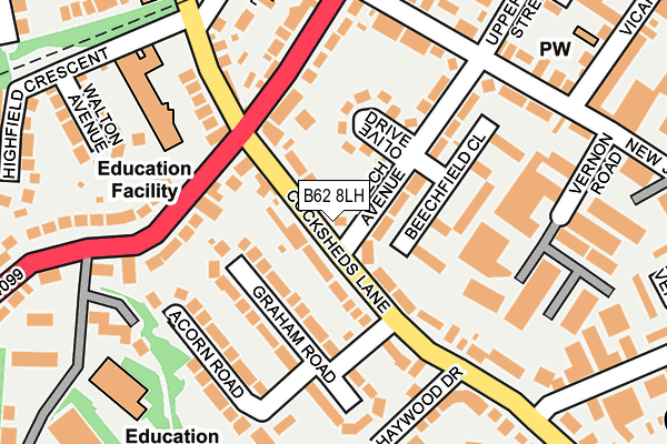 B62 8LH map - OS OpenMap – Local (Ordnance Survey)
