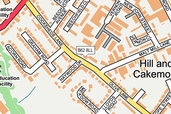 B62 8LL map - OS OpenMap – Local (Ordnance Survey)