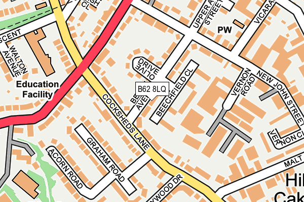 B62 8LQ map - OS OpenMap – Local (Ordnance Survey)