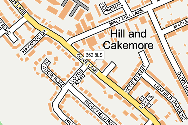 B62 8LS map - OS OpenMap – Local (Ordnance Survey)