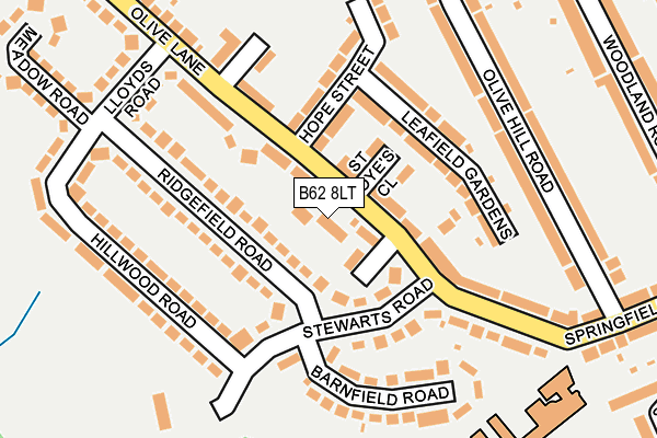B62 8LT map - OS OpenMap – Local (Ordnance Survey)