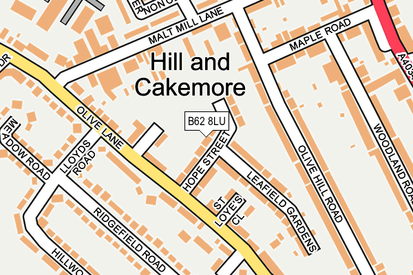 B62 8LU map - OS OpenMap – Local (Ordnance Survey)