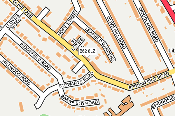 B62 8LZ map - OS OpenMap – Local (Ordnance Survey)