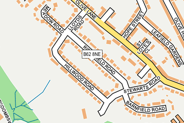 B62 8NE map - OS OpenMap – Local (Ordnance Survey)