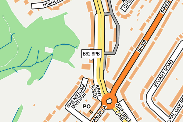 B62 8PB map - OS OpenMap – Local (Ordnance Survey)