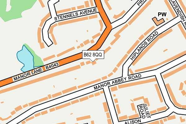 B62 8QQ map - OS OpenMap – Local (Ordnance Survey)