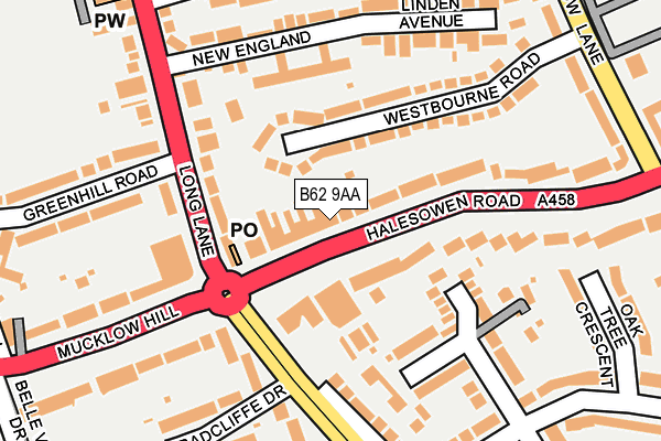 B62 9AA map - OS OpenMap – Local (Ordnance Survey)