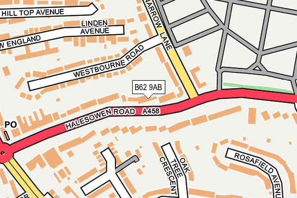 B62 9AB map - OS OpenMap – Local (Ordnance Survey)