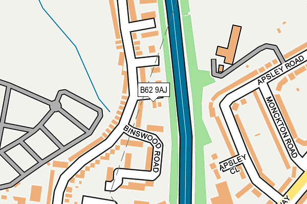 B62 9AJ map - OS OpenMap – Local (Ordnance Survey)