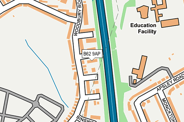 B62 9AP map - OS OpenMap – Local (Ordnance Survey)