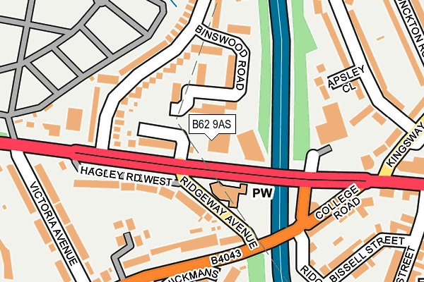 B62 9AS map - OS OpenMap – Local (Ordnance Survey)