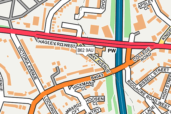 B62 9AU map - OS OpenMap – Local (Ordnance Survey)