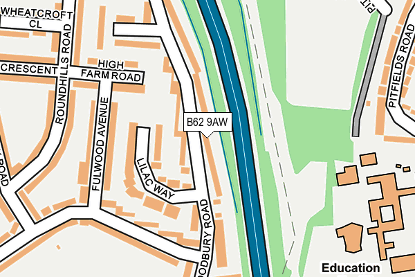 B62 9AW map - OS OpenMap – Local (Ordnance Survey)