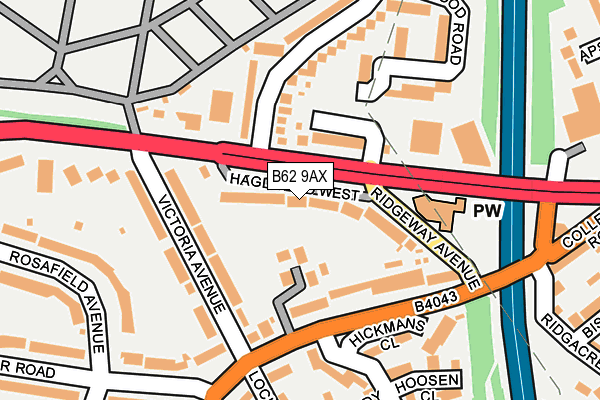 B62 9AX map - OS OpenMap – Local (Ordnance Survey)