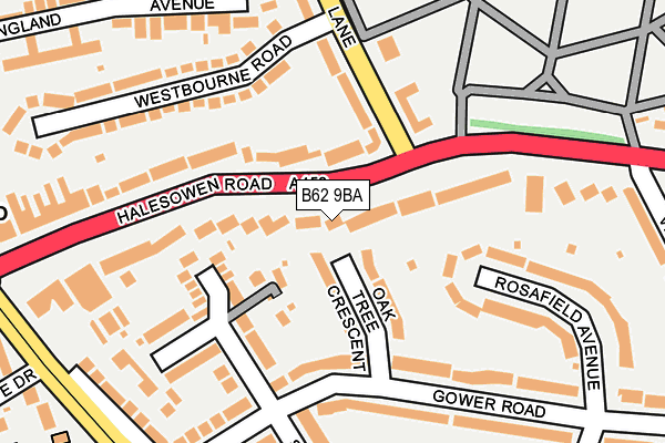 B62 9BA map - OS OpenMap – Local (Ordnance Survey)