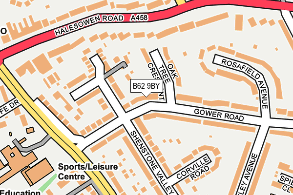 B62 9BY map - OS OpenMap – Local (Ordnance Survey)