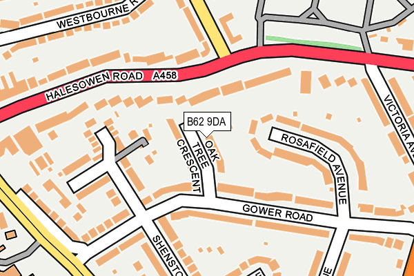 B62 9DA map - OS OpenMap – Local (Ordnance Survey)