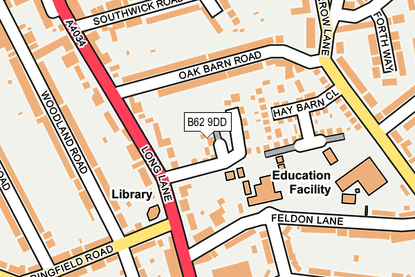 B62 9DD map - OS OpenMap – Local (Ordnance Survey)