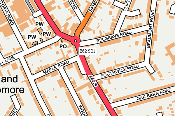 B62 9DJ map - OS OpenMap – Local (Ordnance Survey)