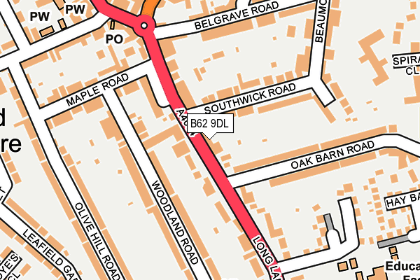 B62 9DL map - OS OpenMap – Local (Ordnance Survey)