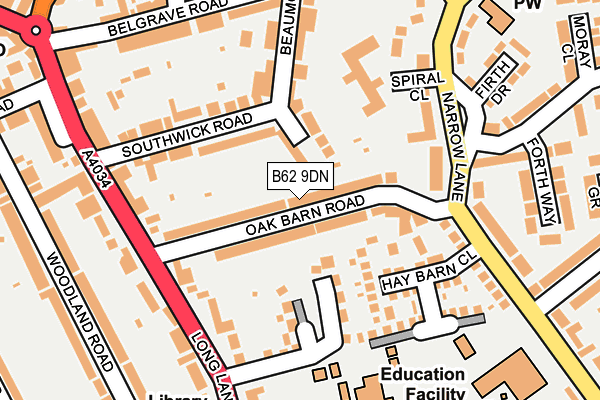 B62 9DN map - OS OpenMap – Local (Ordnance Survey)