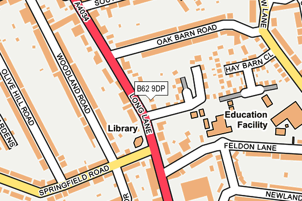 B62 9DP map - OS OpenMap – Local (Ordnance Survey)