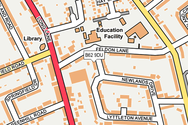 B62 9DU map - OS OpenMap – Local (Ordnance Survey)