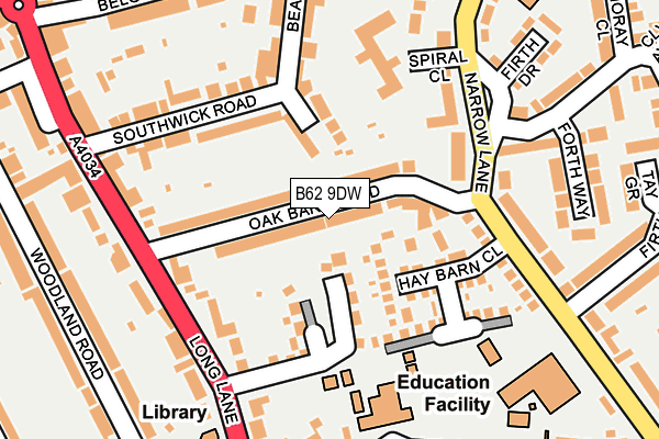 B62 9DW map - OS OpenMap – Local (Ordnance Survey)