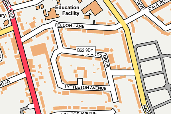 B62 9DY map - OS OpenMap – Local (Ordnance Survey)