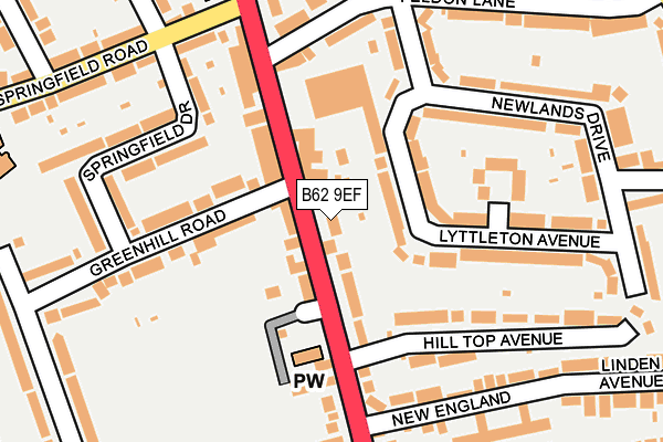 B62 9EF map - OS OpenMap – Local (Ordnance Survey)