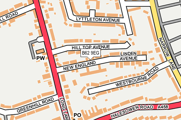 B62 9EG map - OS OpenMap – Local (Ordnance Survey)