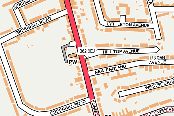 B62 9EJ map - OS OpenMap – Local (Ordnance Survey)