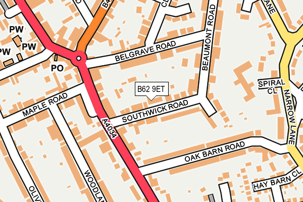B62 9ET map - OS OpenMap – Local (Ordnance Survey)